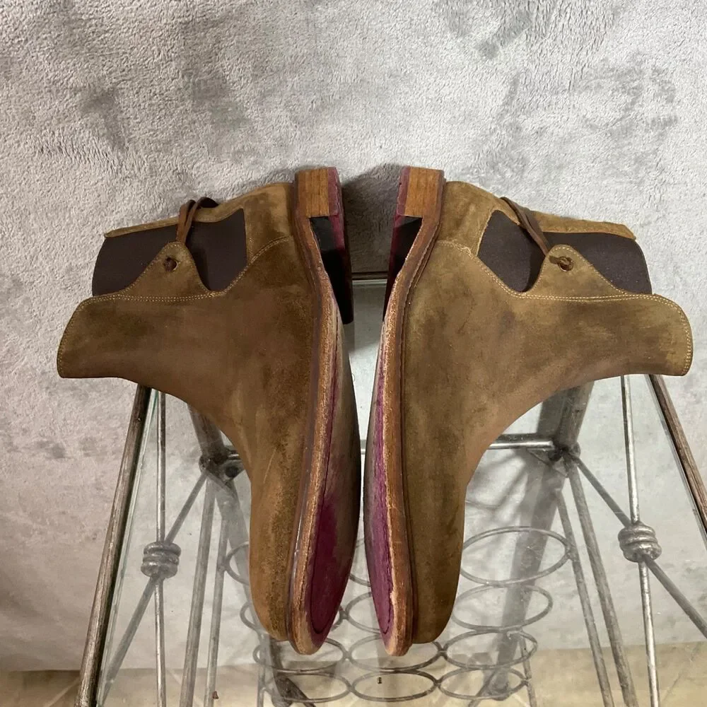 BACCO‎ BUCCI Men's Shoes Italian Leather Chelsea Harness Boots Size 11.5 Brown